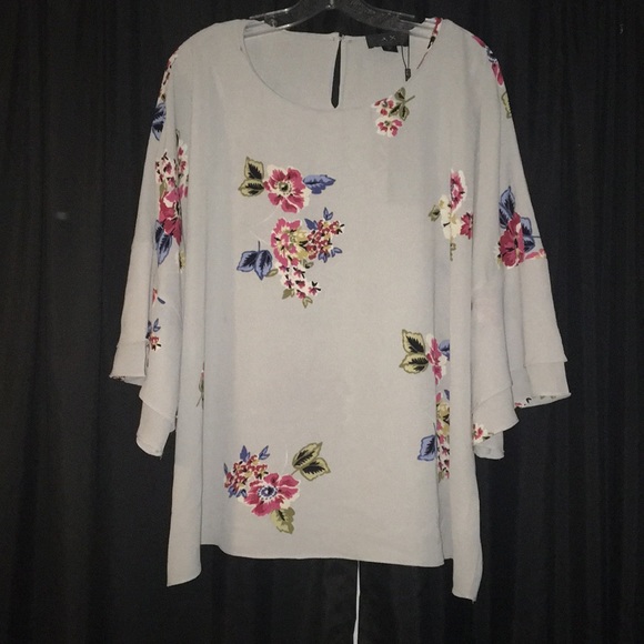 Simply Be Tops - Grey floral top